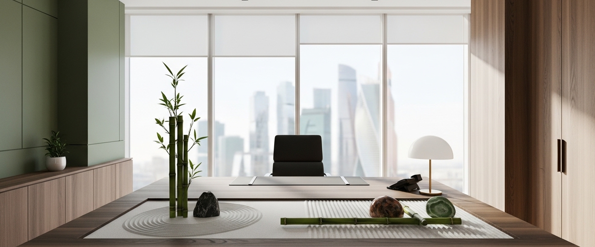 Брендированный сад камней на столе руководителя